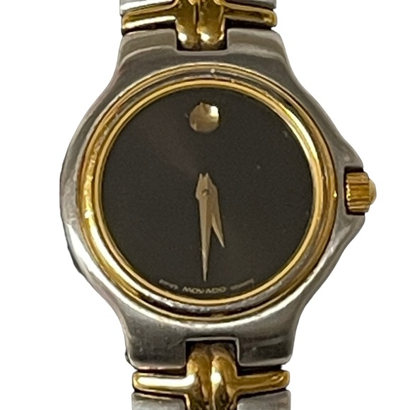 MOVADO Ladies 2-TONE STAINLESS STEEL BLACK DIAL 81.A1.827.2 SWISS QUARTZ WATCH - Picture 2 of 8